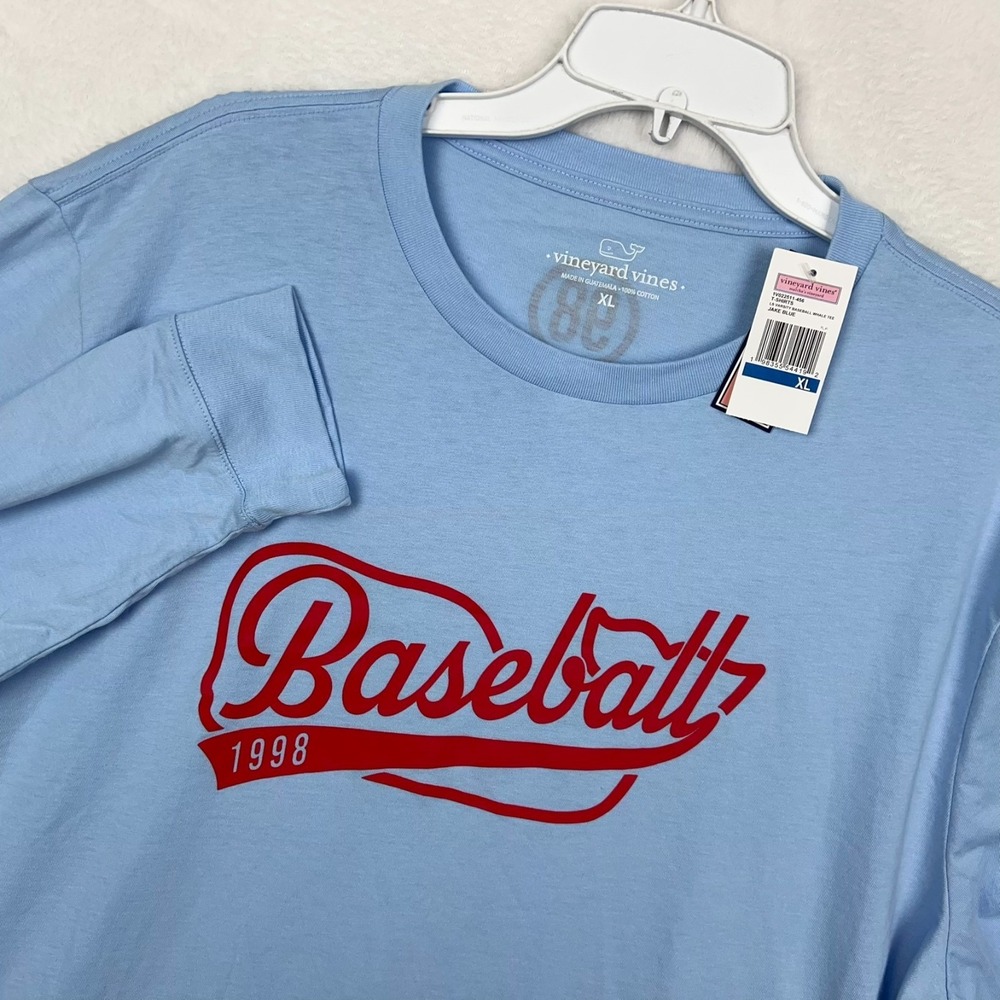Vineyard Vines Long Sleeve Shirt Mens XL New Baseball 1998 Blue Crewneck Graphic